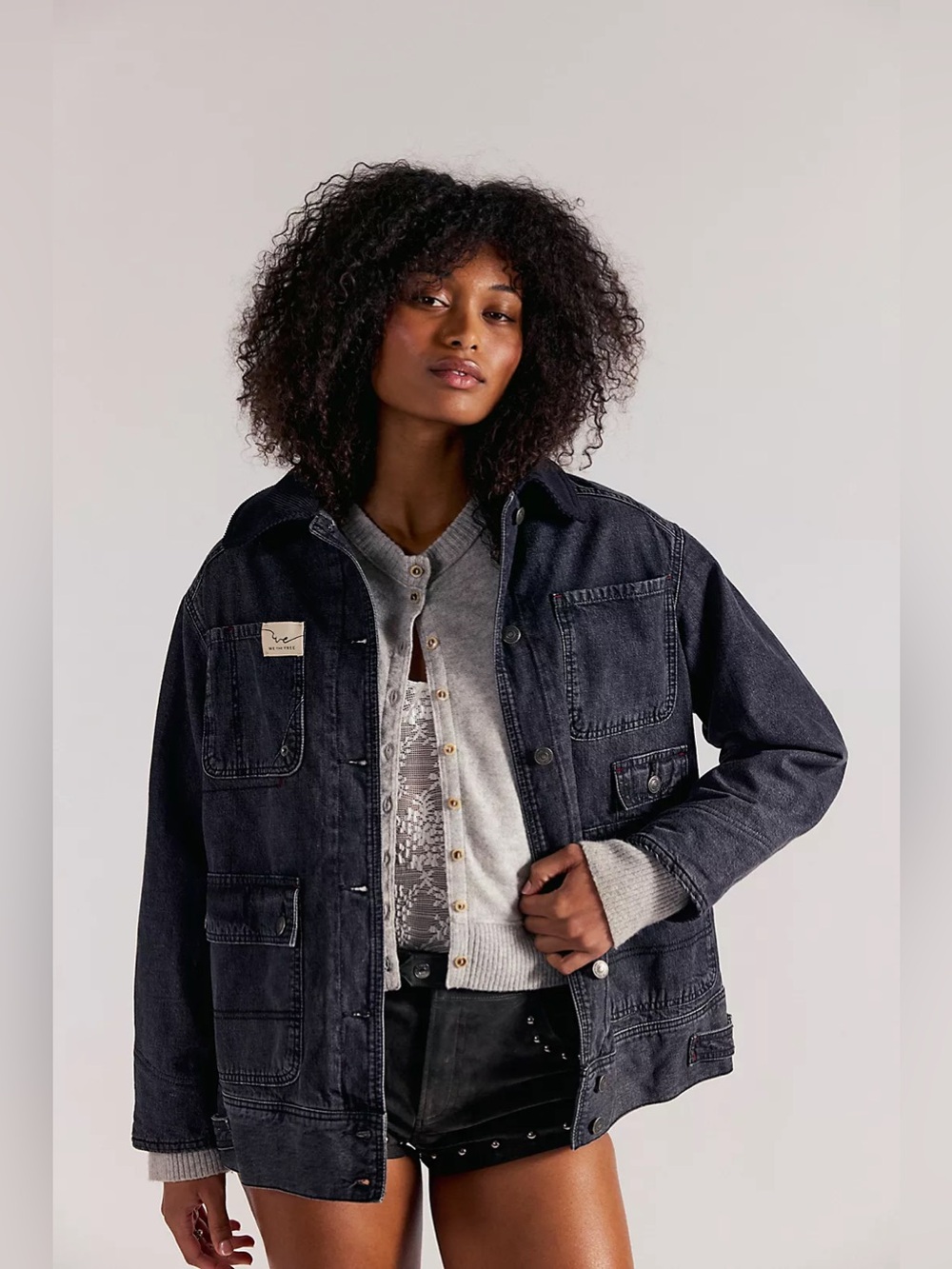 Free People We The Free Sweet Talk Denim Barn Coat